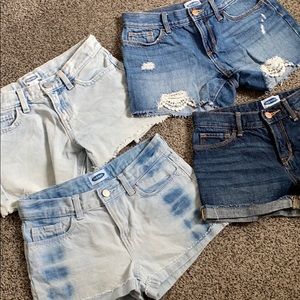 Lot of 4, girls Old Navy denim shorts, size 12 EUC